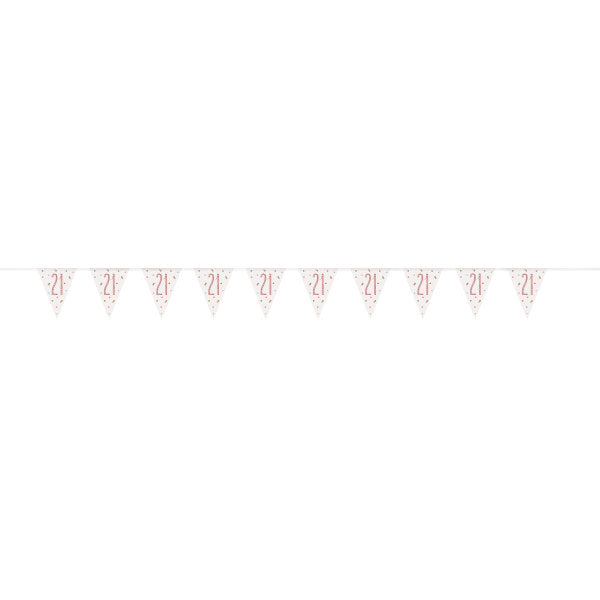 9ft Birthday Rose Gold Glitz Number 21 Prism Pennant Banner