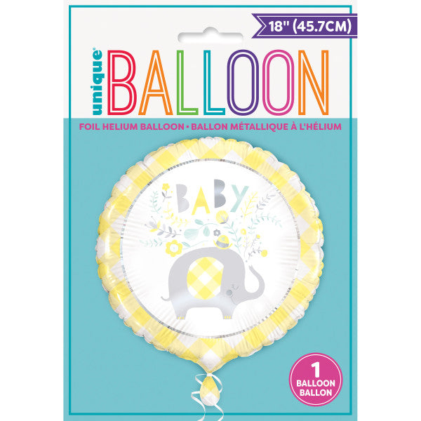 Yellow Floral Elephant Round Foil Balloon 18"