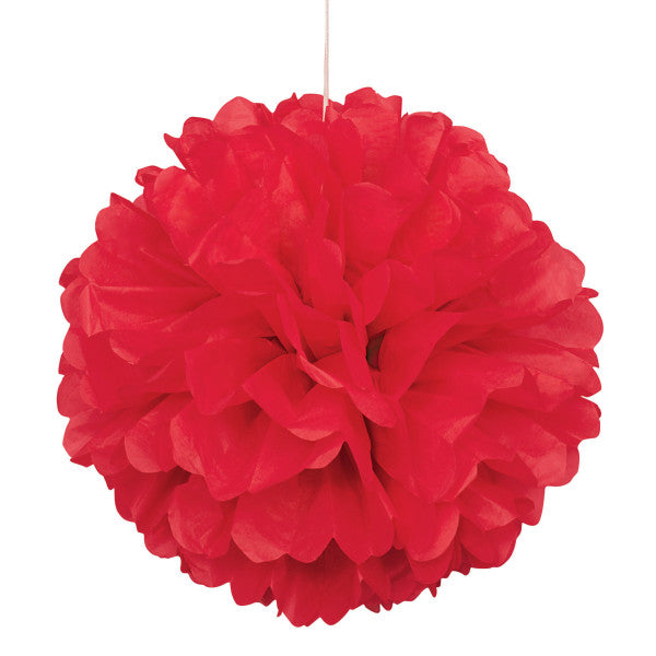 Ruby Red Solid 16" Hanging Tissue Pom Pom