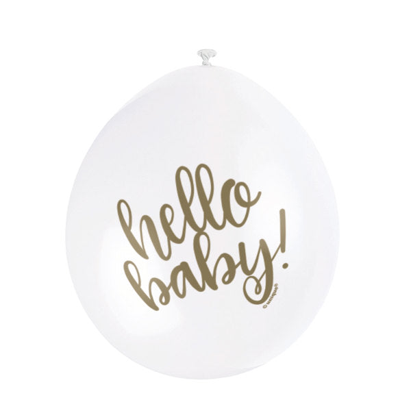 Pack of 10 White "Hello Baby" 9" Latex Balloons Baby Shower