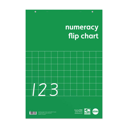 Rhino A1 30 Leaf 50mm Squared with Plain Reverse Educational Numeracy Flip Chart Pad