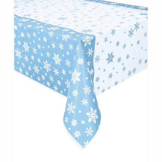 Christmas Snowflakes Rectangular Plastic Table Cover, 54"x84"