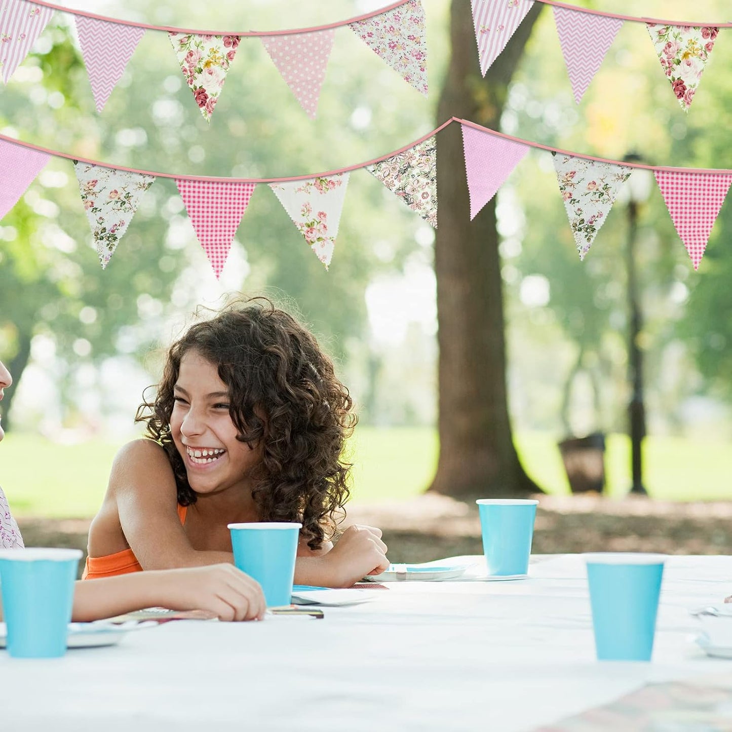 Pink Vintage Print Bunting 10m with 20 Pennants