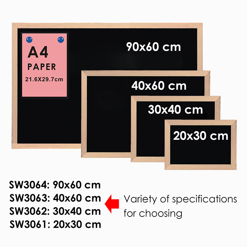 40 x 60cm Wood Framed Magnetic Writing Black Board