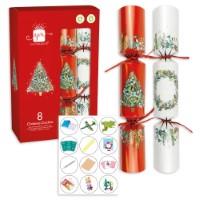 Pack of 8 12" Traditional Foliage Design Christmas Crackers