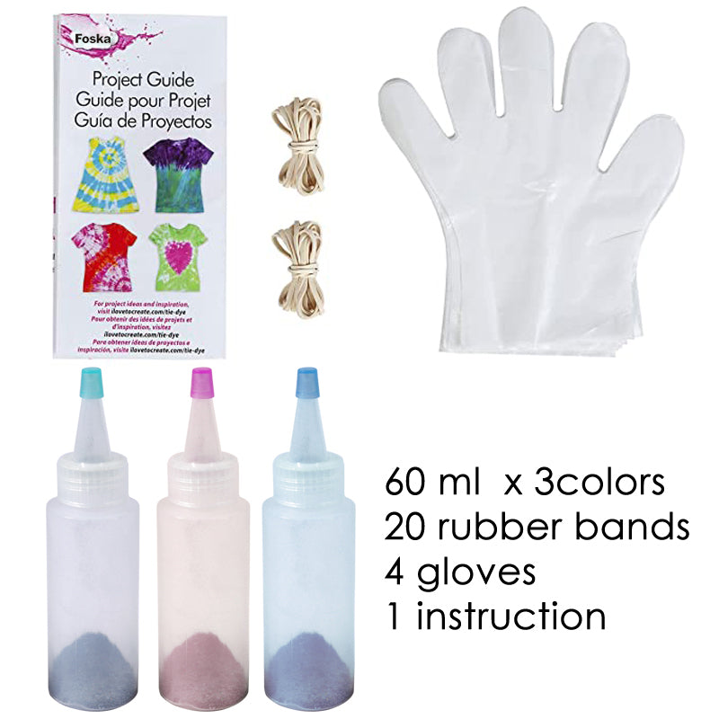 Pack of 3 Colours Tie Dye Kit - Purple, Teal, Fuchsia