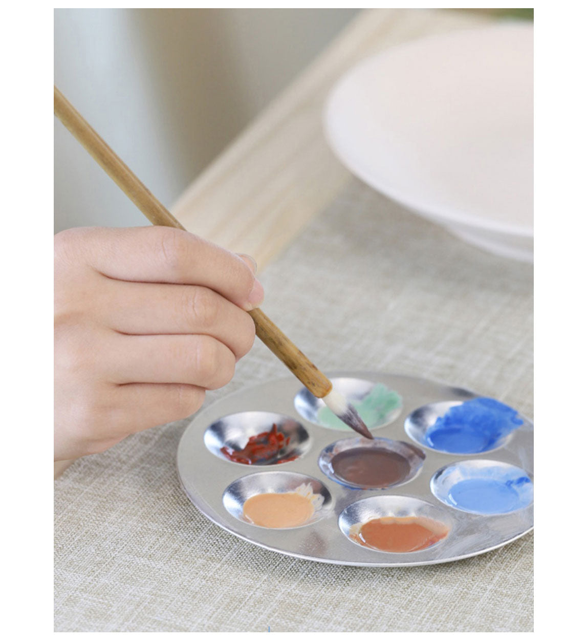 13.5cm Aluminium Painting 6 Well Round Paint Palette