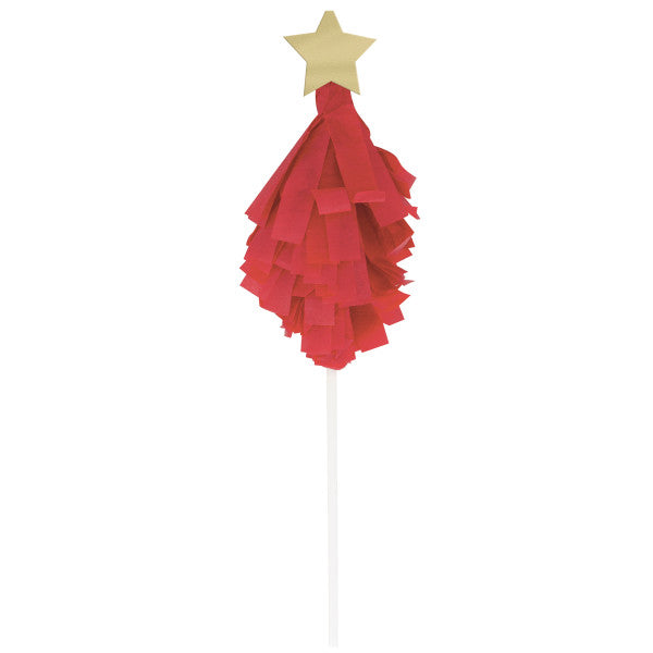 Pack of 6 Vibrant Christmas Tree Shaped Cake Toppers