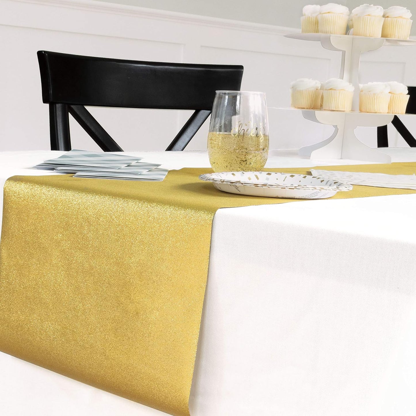 Plastic Gold Glitter Table Runner