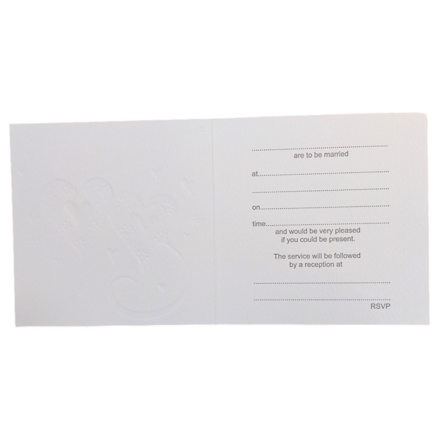 Pack of 5 Luxury White Ribbon Wedding Invitation Cards