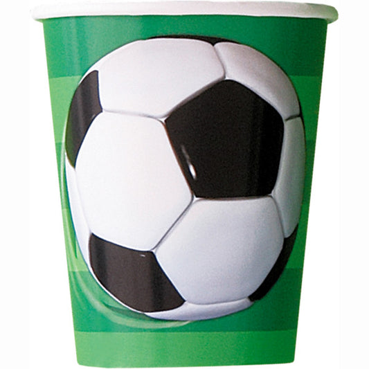 Pack of 8 3D Football Soccer 9oz Paper Cups