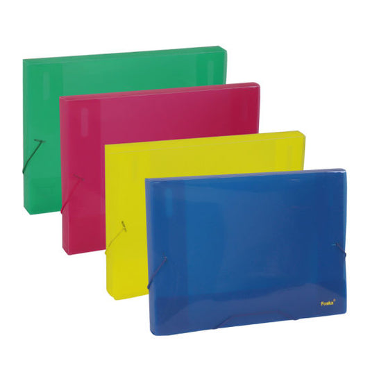 A4 Coloured Translucent Box Files with Elastic Closure