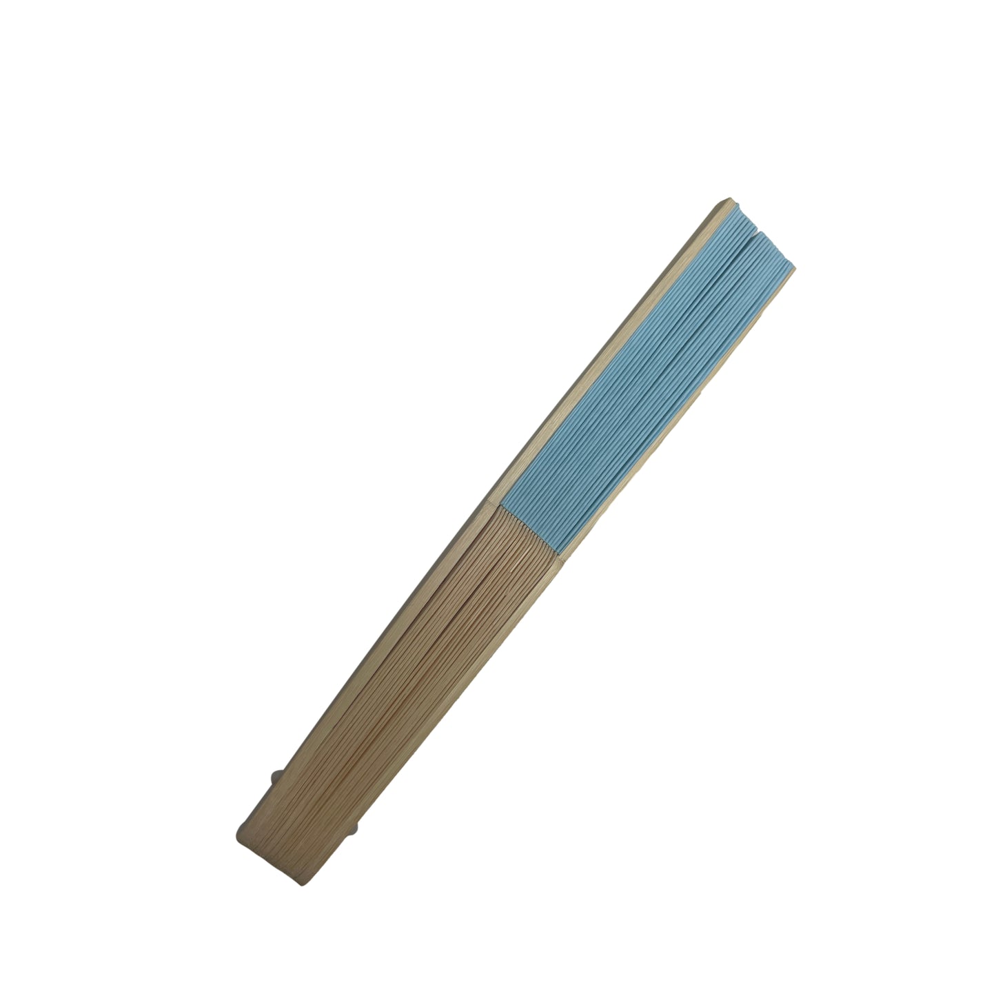 Light Blue Paper Foldable Hand Held Bamboo Wooden Fan by Parev