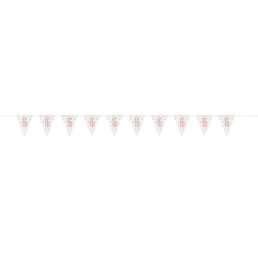 9ft Glitz Rose Gold Prismatic Plastic Number 16 Flag Banner