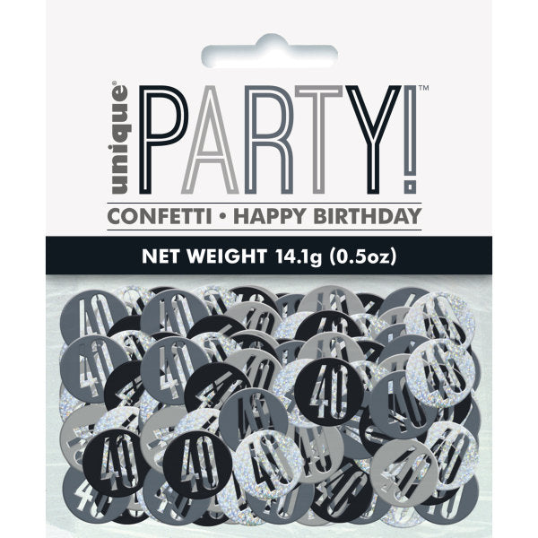 Birthday Black Glitz Number 40 Confetti 5oz