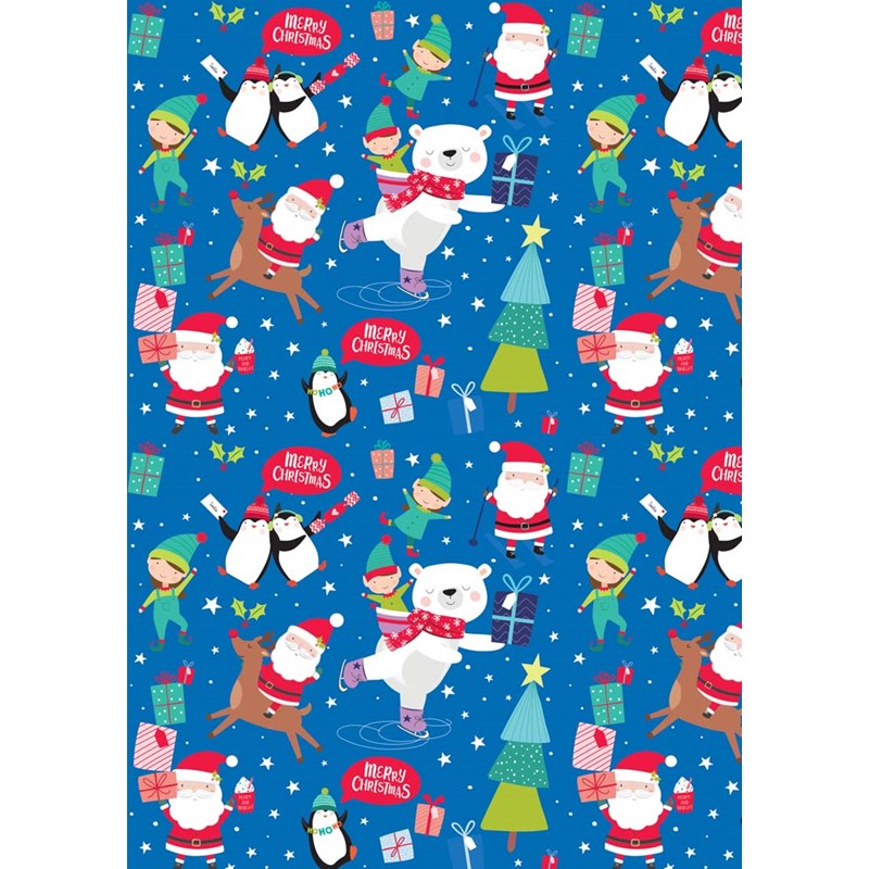 Single 4m Cute Christmas Design Kids Gift Wrap Roll