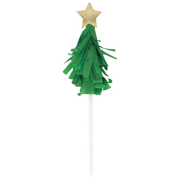 Pack of 6 Vibrant Christmas Tree Shaped Cake Toppers