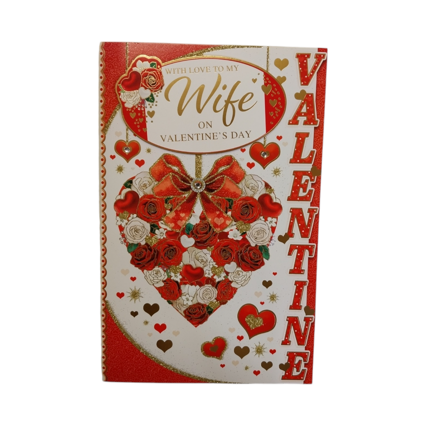 To My Wife Roses Heart Design 8 Page Insert Valentine's Day Card