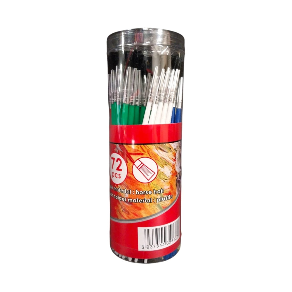 Pack of 72 Six Assorted Size Plastic Handle Wool Oil Painting Brushes