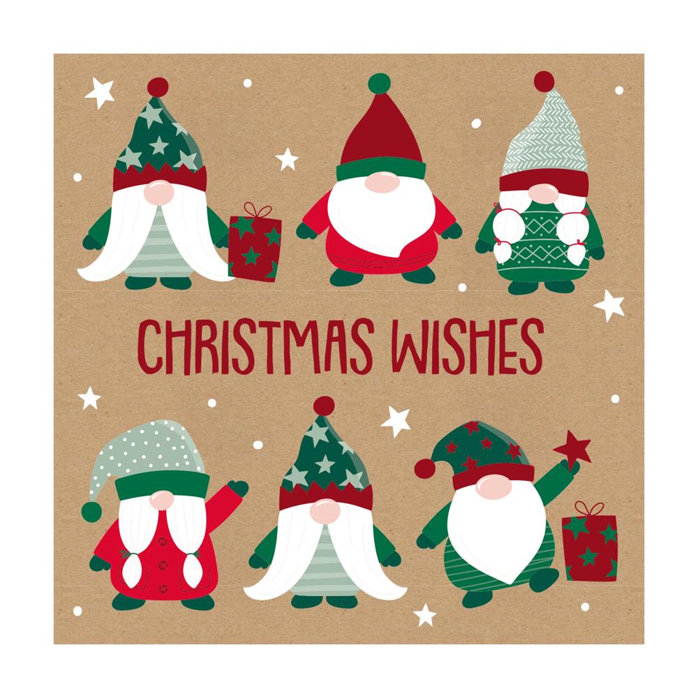 Pack of 12 Gonk Brown Kraft Christmas Box Cards