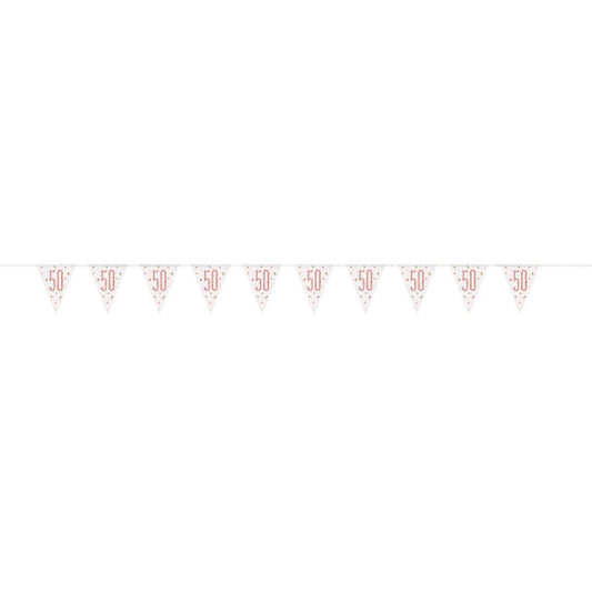 9ft Glitz Rose Gold Prismatic Plastic Number 50 Flag Banner