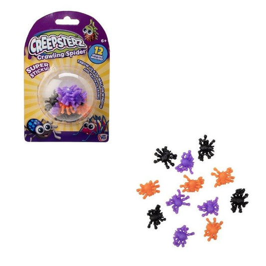 Pack of 12 Creepsterz Sticky Crawling Spiders