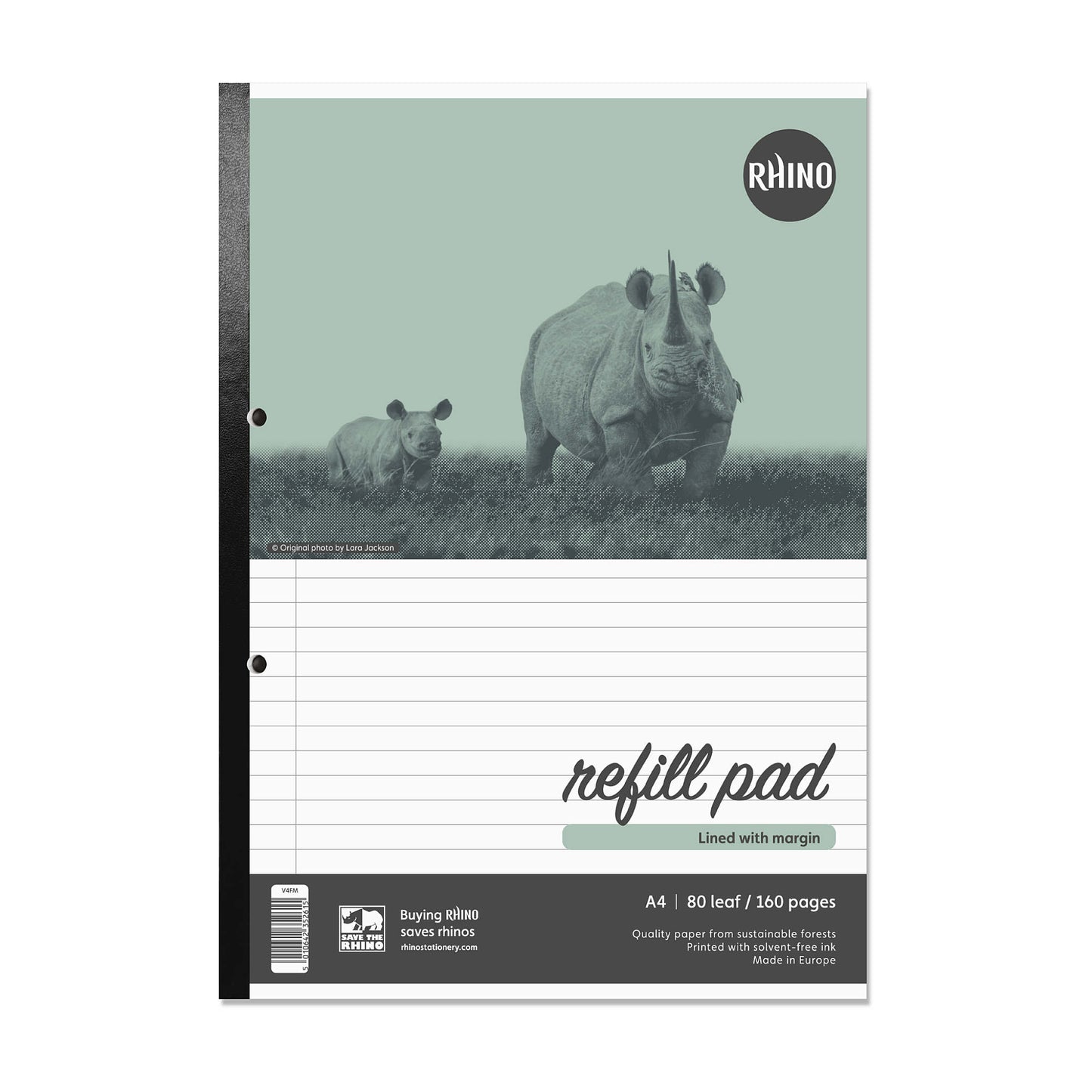 Rhino A4 80 Leaf 8mm Lined with Margin Refill Pad