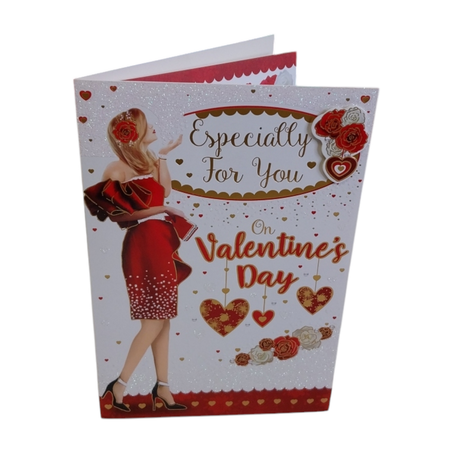 Especially For You Woman In Red Gown Design Valentine's Day Card