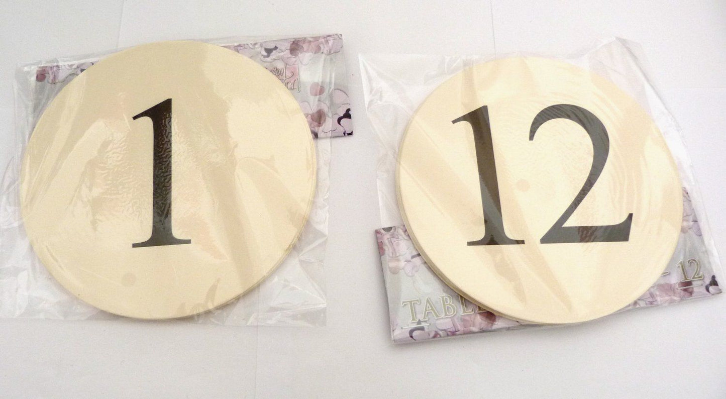 12 X Wedding Table Number Cards Ivory Numbered 1- 12