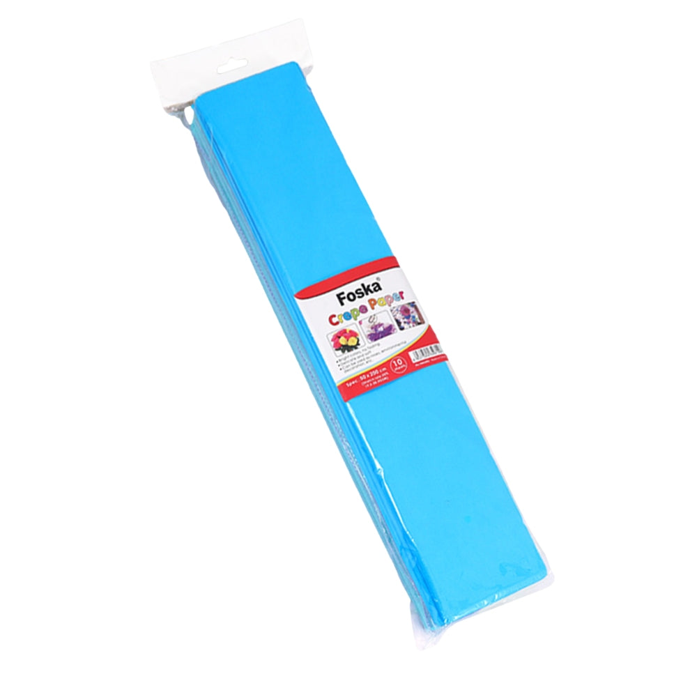 Pack of 10 Light Blue Crepe Paper 50 x 200cm