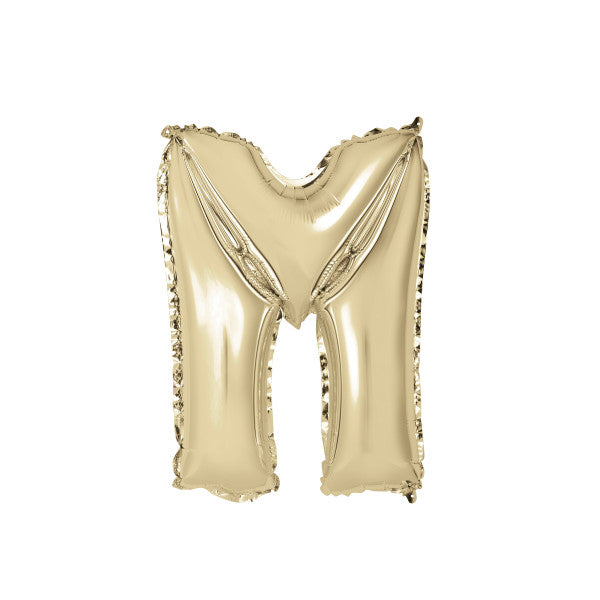 Gold Letter M Shaped Foil Balloon 14"