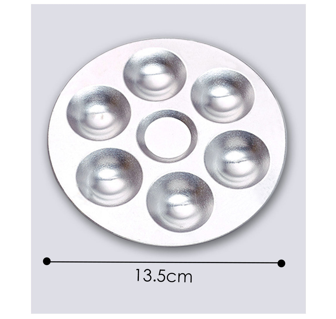 13.5cm Aluminium Painting 6 Well Round Paint Palette