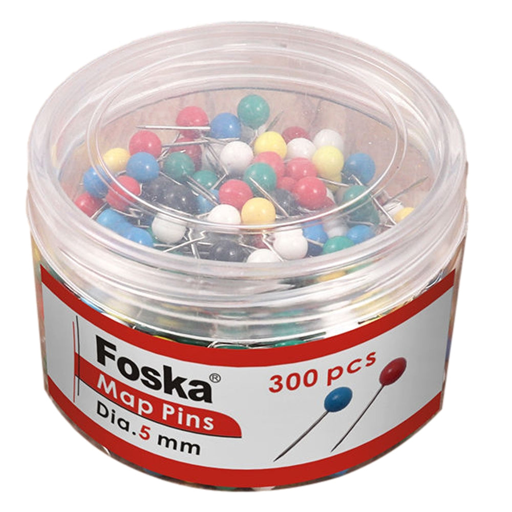 Tub of 300 Assorted Colour Map Pins 5mm