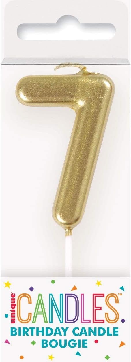 Mini Metallic Gold Number 7 Pick Birthday Candle