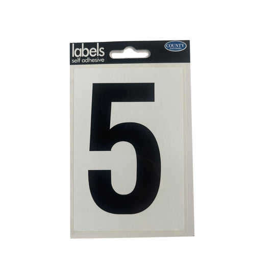 Number 5 Self Adhesive Wheelie Bin Label