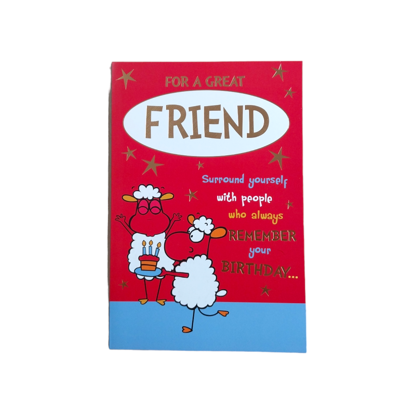 For A Great Friend Cute Sheep Design Birthday Witty Words Card