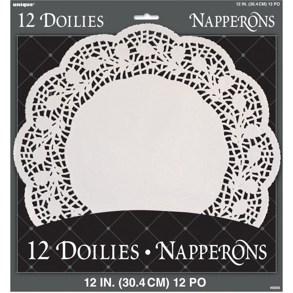 Pack of 12 White 12" Doilies