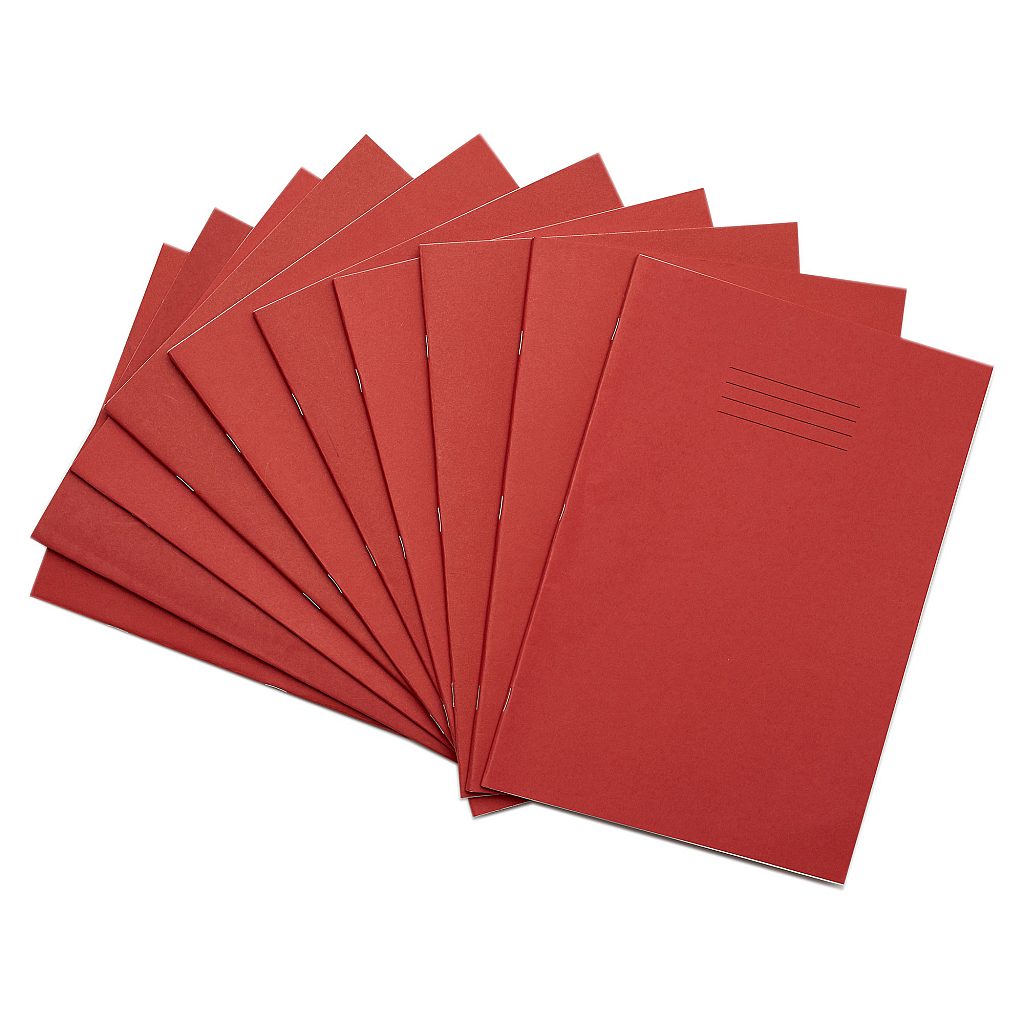 Rhino A4 48 Page Red with Cream Tinted Paper 10mm Squared Exercise Book