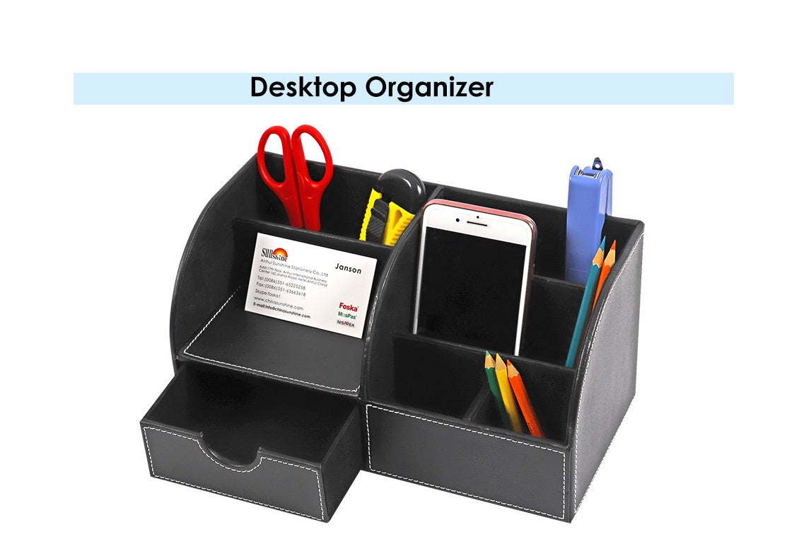 PVC Black Desktop Organizer 28 x 14 x 14.5cm