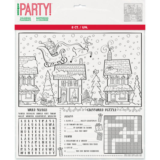 Pack of 8 Santa Christmas Coloring Placemats