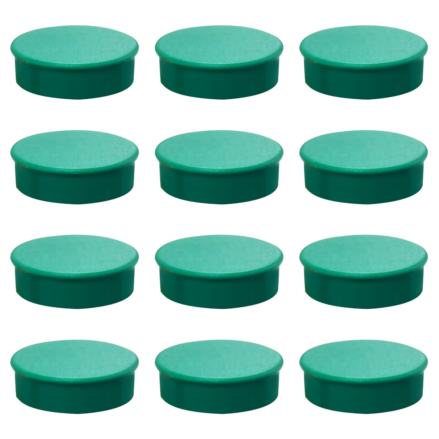 Pack of 36 Green Coloured Round Flat Magnets - 24mm Whiteboard Notice Board Office Fridge