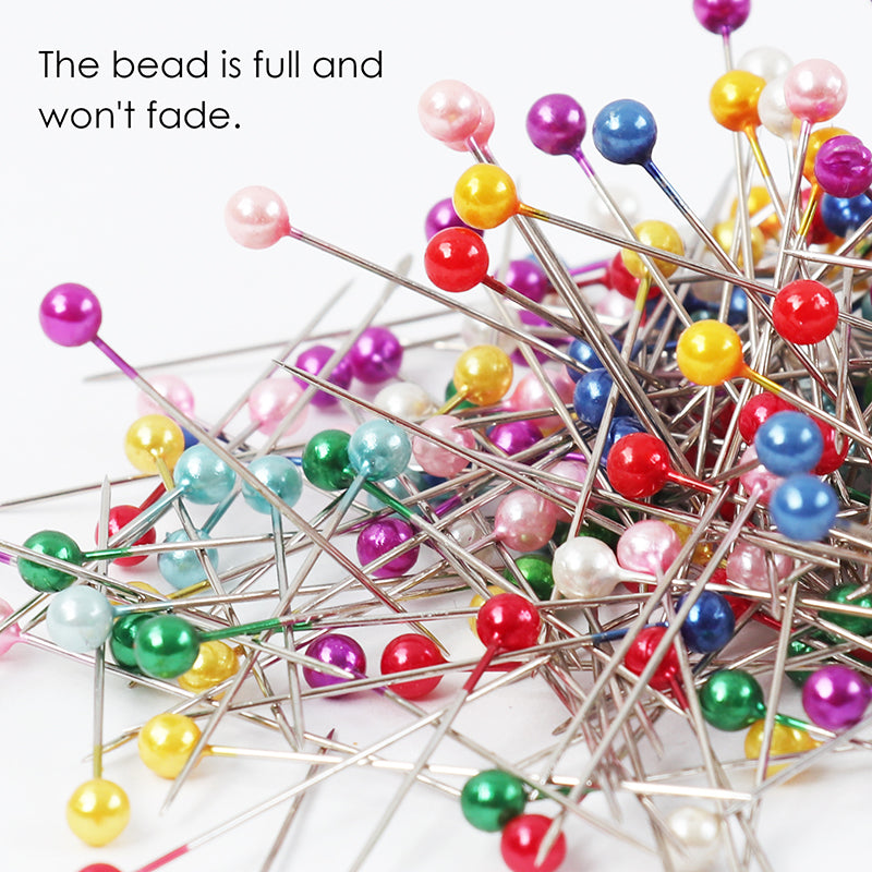 Pack of 100 Assorted Colour Pearl Head Pins 4mm