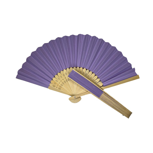 Light Purple Paper Foldable Hand Held Bamboo Wooden Fan by Parev