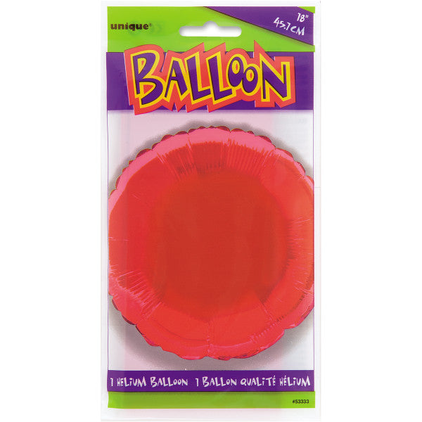 Ruby Red Solid Round Foil Balloon 18"