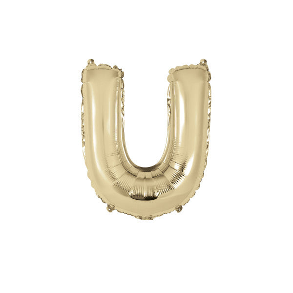 Gold Letter U Shaped Foil Balloon 14"