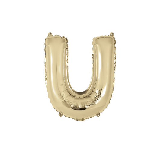 Gold Letter U Shaped Foil Balloon 14"