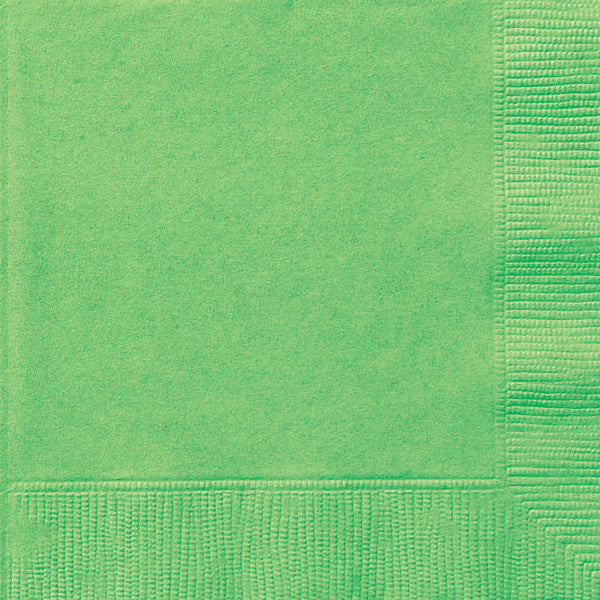 Pack of 20 Lime Green Solid Beverage Napkins