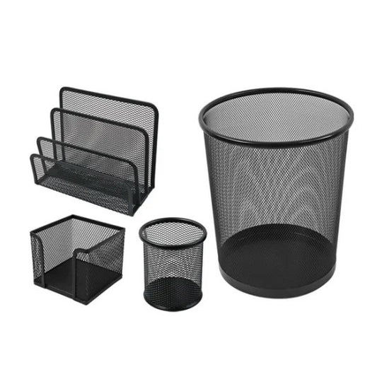 4 Piece Wire Mesh Office Desk Organiser Set