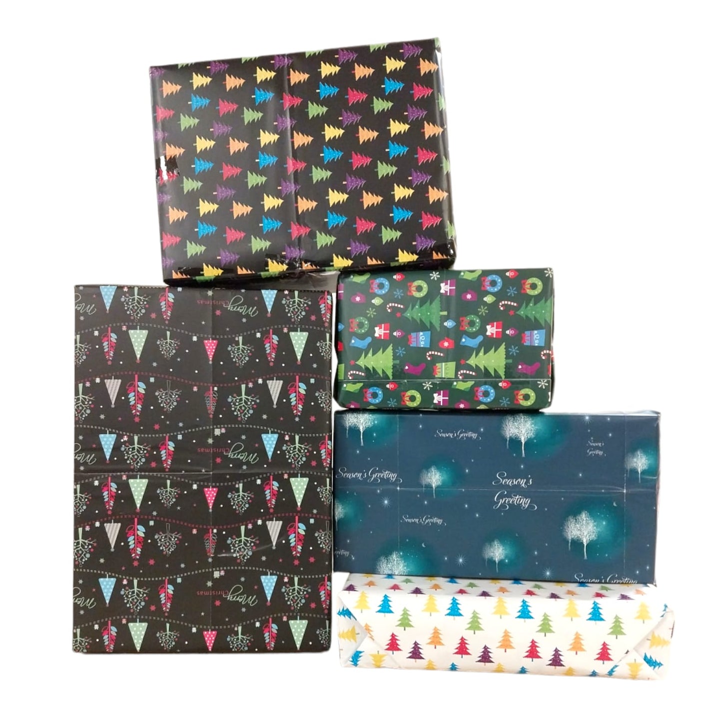 10 Sheets of Mix Designer Soft Touch Christmas Gift Wrap Wrapping Paper