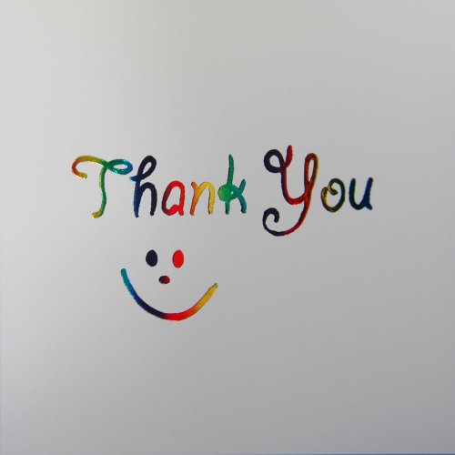 Pack of 5 Cream Smiley Thank You Cards